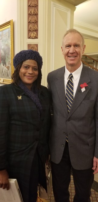 Glenda Dugar with Governor Rauner